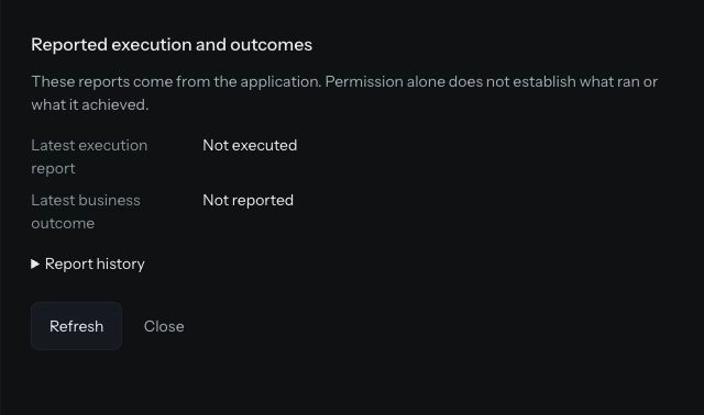 Action reports showing execution and business outcomes separately in the run inspector